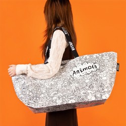 Black and White Graffiti Eco-Friendly Bag, Oversized Trendy Eye-Catching Bag for Shopping, Clothing Packaging, Beach Bag, Foldable and Storage-Friendly