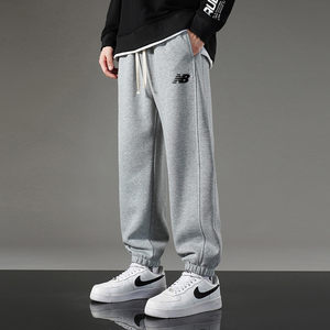 20% off area丨Outlet brand pure cotton sports pants for men and women, autumn and winter casual loose plus velvet leggings sweatpants