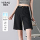 Yalida Bermuda straight shorts women's black mid-trousers 2025 summer slim casual pants suit five-point pants
