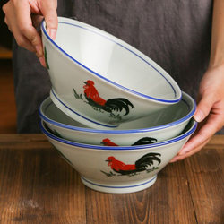 Large Ceramic Noodle Bowl, Household Soup Bowl, Retro-Style Tableware, Chinese Nostalgic Commercial Noodle Shop Bowl, Conical Bowl