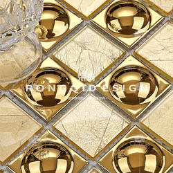3D Stereo Round Ceramic Hat Golden Crystal Glass Mosaic Stainless Steel Ktv Bar Background Wall Bar