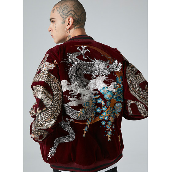 
2026 Heavy Industry Embroidered Dragon Jacket Men's and Women's New Chinese Style Baseball Uniform Yokosuka Personalized National Trend