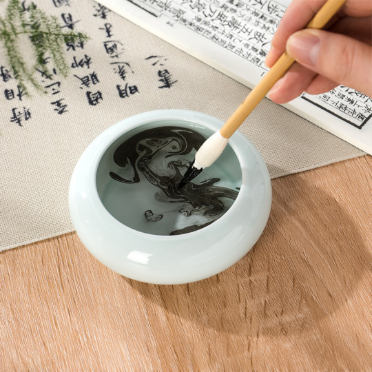 景德镇青瓷毛笔洗文房四宝陶瓷笔洗书法绘画摆件