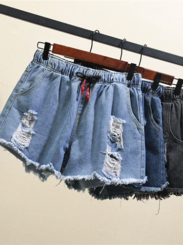 Джинсовая юбка, летние шорты, эластичные штаны, эластичная талия, 2024 года, подходит для полных девушек