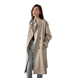 
New British style mid-length trench coat for women's khaki trench coat for small jacket casual top