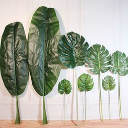 Artificial Plant with Realistic Texture, Large Banana Leaves, Fake Green Tree Leaves for Photography, Indoor and Outdoor Decoration, Green Leaf Flower Arrangement