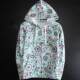Pure cotton thick soft knitted print hooded zipper sweatshirt for women long-sleeved cardigan floral jacket large size spring and autumn