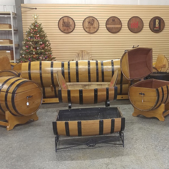 Tavolino Rotondo In Legno Di Botte Di Whisky – Stile Rustico, Rovere Massiccio, Realizzato A Mano, 66x61 Cm