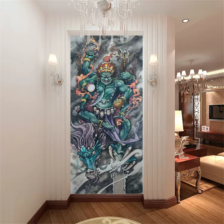 紋身壁紙大黑天不動明王紋身店壁紙背景牆壁畫牆布裝飾