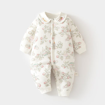 
Baby jumpsuits for girls, new autumn and winter quilted clothes for boys, pure cotton, thickened, warm, cotton-padded clothes