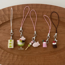 Old-Fashioned Showa Dessert Shop Japanese Handmade Clay Pendant Taiyaki Food Short Chain Phone Lanyard
