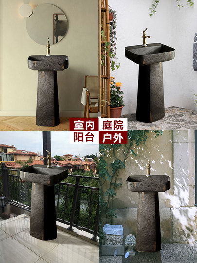Ceramic Outdoor Wash Basin - Retro Industrial Style