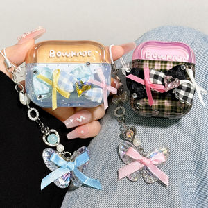 适用airpodspro3保护套苹果耳机airpods4保护壳pro2透明4四代airpod蓝牙耳机套盒ipod软壳pro3三代硅胶蝴蝶结