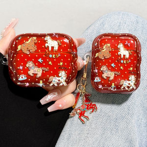 适用airpods4保护壳airpodspro3保护套pro2苹果蓝牙耳机套盒4四代透明可爱马年airpod硅胶ipod软壳pro3二三代