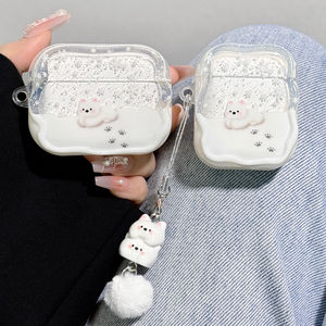 
Suitable for airpods4 protective case airpodspro3 protective case pro2 Apple Bluetooth headset case 4 fourth generation transparent cute puppy airpod silicone ipod soft shell pro3 second and third generation