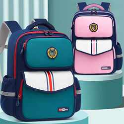 New Style Boys' Schoolbags for Primary School Students in Grades 1, 3 to 6, Girls and Boys, British Style Children's Burden-Reducing Spine-Protecting Backpacks
