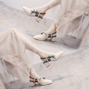 
Genuine leather toe-cap sandals 2026 new women's summer and autumn French sweet temperament high heels fashion soft sole fairy style