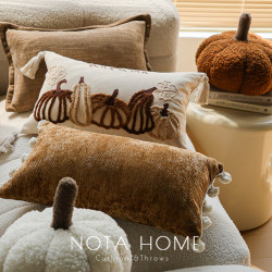 Nordic Style Round Pumpkin Pillow Holiday Decoration Long Lumbar Pillow ins Cushion New Home Soft Decoration Pillowcase