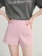 orange desire simple and versatile slim trousers for women 2024 summer new textured shorts white pants