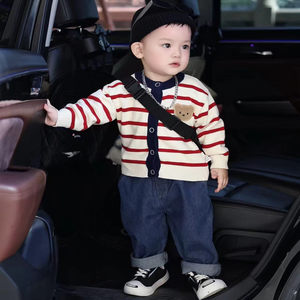 
(157-169) Men and girls' clothing knitted spring, autumn and winter clothing pullover warm New Year red children's cardigan sweater