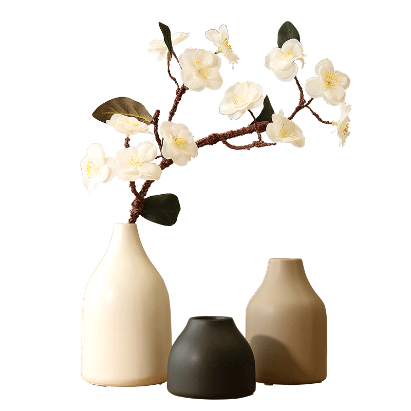 超ポイントアップ祭 陶器の花瓶付き桃の花の枝 - シルクフラワー 工芸品