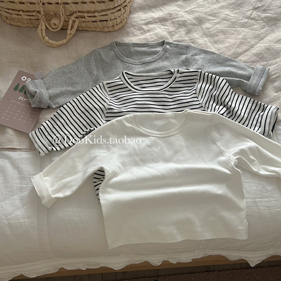 
Baby Korean autumn clothes boneless long-sleeved solid color T-shirt Spring and Autumn men and women baby versatile base shirt top