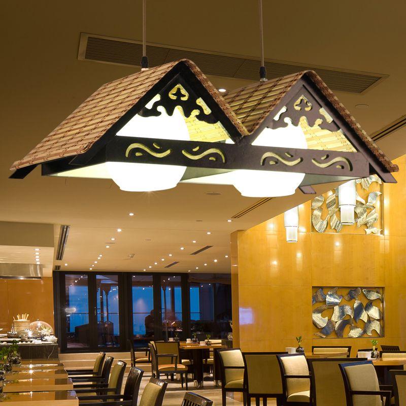 中式竹编吊灯民宿茶楼饭店餐厅火锅店创意日式禅意东南亚竹木艺灯-淘宝网