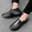 Giày đầu bếp màu đen tuyền cho nam mùa thu, chống thấm nước, chống trơn trượt, slip-on, thể thao, đi làm, làm bếp, chống dầu, giày da thông thường