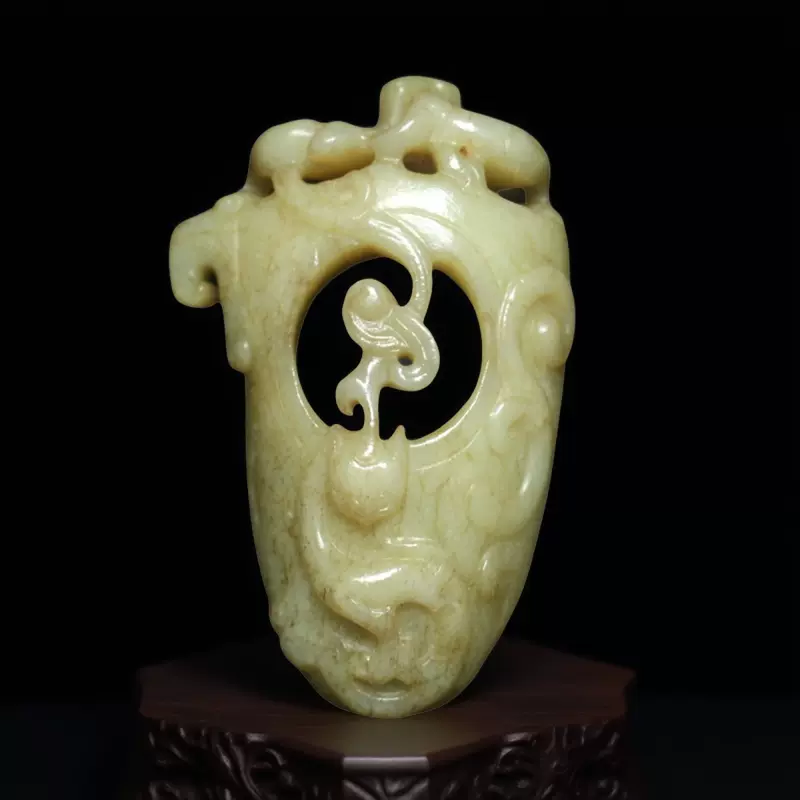 明清老翡翠精品清代龙腾凤舞玉佩古玩古玉文玩玉器把玩件老物件