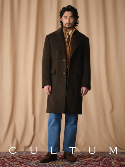 CULTUM Men's 100% Wool Chester Coat - Mid-Length Winter Jacket