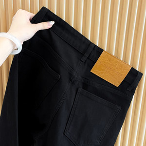 
High-end nine-point denim men's lyocell four-way stretch pure black simple versatile slim fit small feet light luxury jeans