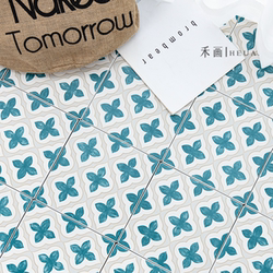 French Retro-Style Blue Small Floral Tiles for Bathroom Walls, Kitchen, Guesthouses, Hotels, Long Strip Handmade Floor Tiles