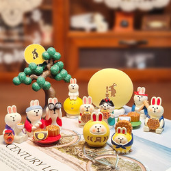 Mid-Autumn Festival Trendy Japanese-Style Rabbit Gifts and Miscellaneous Goods Zakka Mooncake Decoration Resin ins Figurine Crafts Small Ornaments
