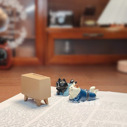 Watch Tv Together Japanese-Style Cat Trendy Resin Kitten Figurine Miscellaneous Goods Zakka Bonsai Decoration ins Gift Items