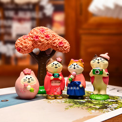 Sakura Journey Cute Cat Figurine Office Desk Decoration Healing Stress Relief Niche High-End Gift