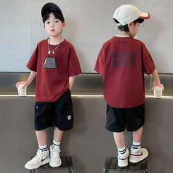 Boys' Short-Sleeved T-Shirt Summer Suit Kidsren's Clothing Little Boy Summer Baby 2026 New Style T-Shirt Pure Cotton