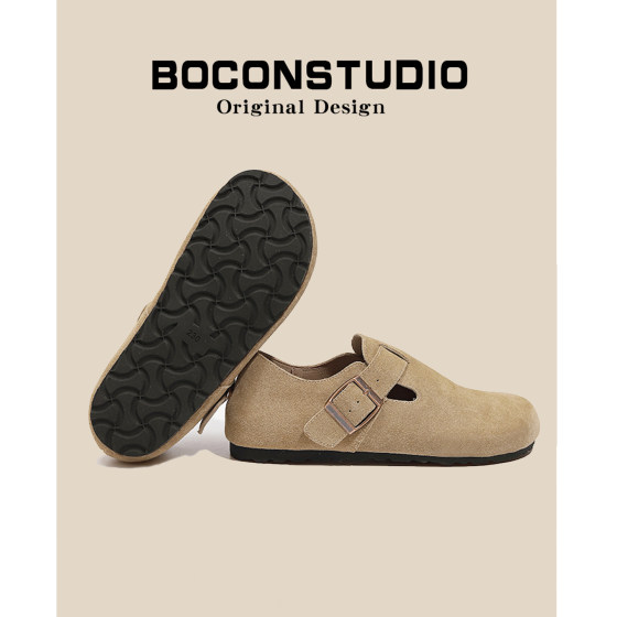 
Full genuine leather version of increased height Birkenstock shoes for women, arch support, autumn and winter plus velvet single shoes, thick sole, all-inclusive Birkenstock shoes for men