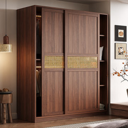 All Solid Wood Rattan Door Wardrobe Home Bedroom Small Apartment Modern Simple Mid-Century Style Oak Storage Cabinet Storage Cabinet