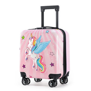 Children's trolley case 18 inch universal wheel luggage elementary school student boarding travel box pink 3D male and girl unicorn