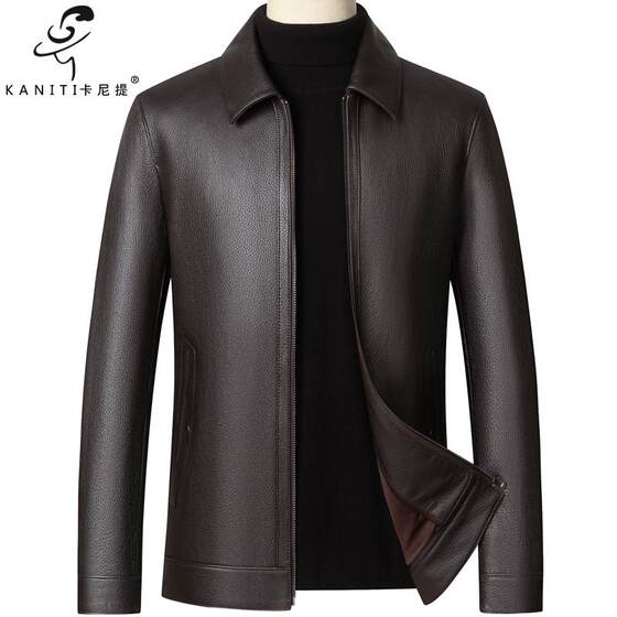 New Zealand imported deer -skinned men's lapel leather leather clothing business gentleman casual outer jacket single leather autumn and winter leather jacket
