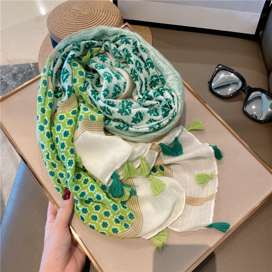 Summer Greens shops Silk/Linen Scarf