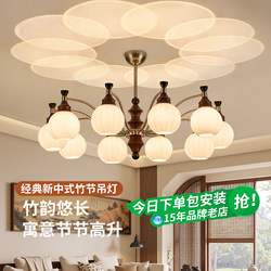 French-Style Bamboo Mid-Century Living Room Chandelier, Song-Style Aesthetics, New High-End Atmospheric Eye-Protection Hall Lighting Fixture J535