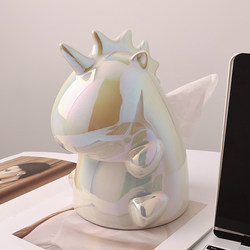 Beihanmei Unicorn ins Wind Ceramic Tissue Box for Home Living Room, Light Luxury Tissue Holder, Home Desktop Decoration
