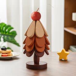 Beihanmei Creative Christmas Tree Table Mat Heat Insulation Pad High Temperature Resistant Solid Wood Anti-Scalding Pot Mat Dining Mat Table Decoration Ornament