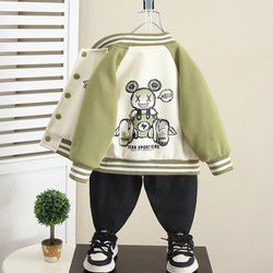 Boys' Autumn Cartoon Baseball Jacket, Children's Spring and Autumn Stylish Coat, 2026 New Baby Autumn Casual Jacket