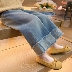 Girls' Jeans Spring 2026 New Korean Style Children's Pants Trendy Baby Spring and Autumn Straight Wide-Leg Pants Fashion