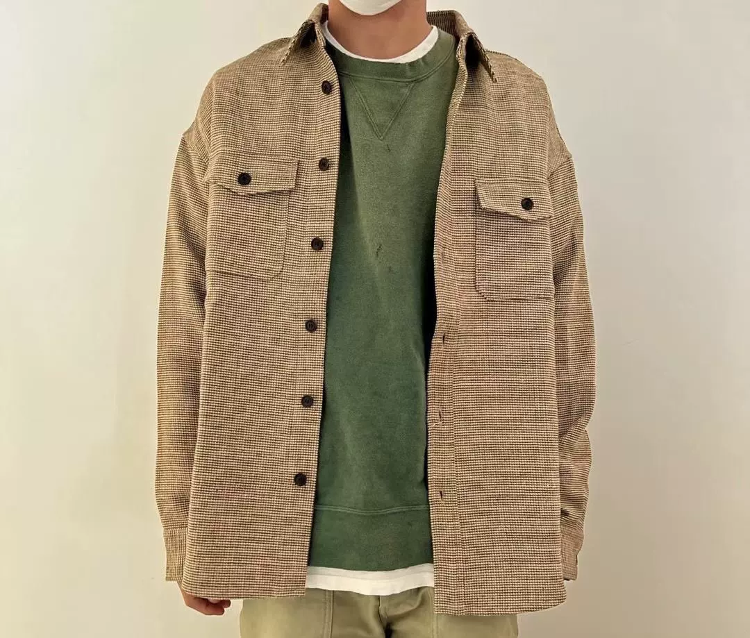 国现VISVIM LUMBER L/S TWEED 22AW 羊毛棉丝绸混纺格子长袖衬衫-Taobao