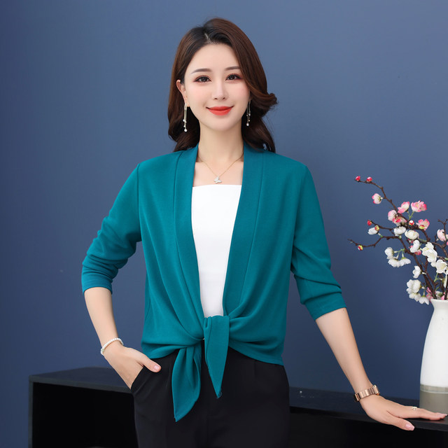 2023 Spring and Autumn Knitted Shawl Small Jacket Women's Short Long ...