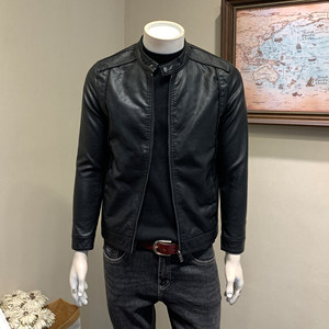 
Spring, Autumn and Winter Men's Stand Collar Leather Jackets Men's Korean Style Slim Fit Plus Velvet Thickened PU Leather Jackets Men's Trendy Jackets Tops Men's
