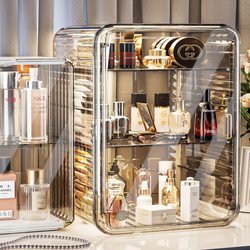 Cosmetics Household Large-Capacity Transparent Tea Set and Skin Care Product Storage Box Storage Rack Desktop Dressing Table Dustproof